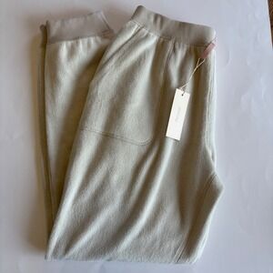 Eberjey Women's Small Plush Joggers Reversible Cuffed Lounge Pants Silver Lining